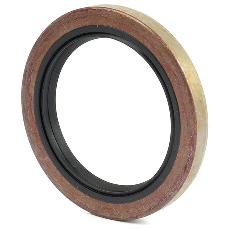 A close-up image of the Sparex Metric Rotary Shaft Seal, 80 x 110 x 12mm (Part No.S.62312), highlights its metal outer ring and black inner lip, making it ideal for various tractor models.