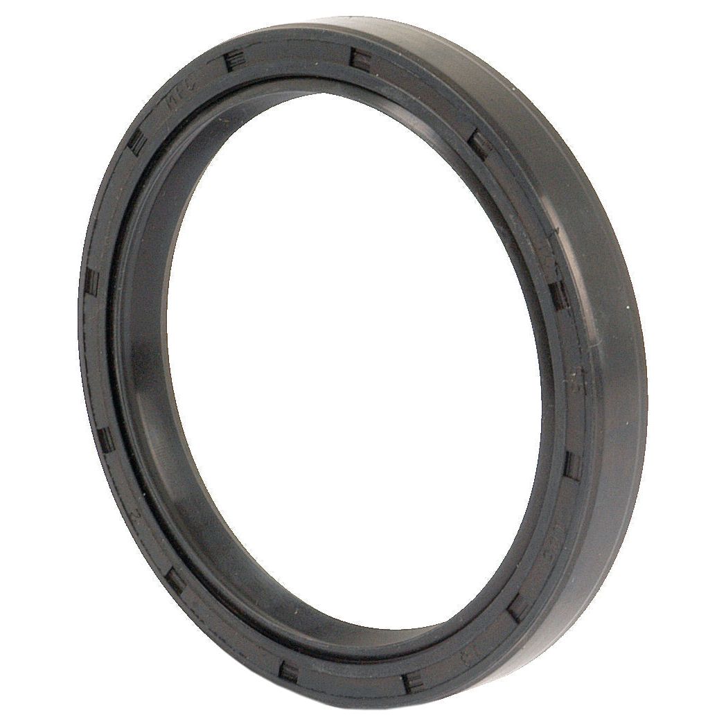 A close-up image of the Sparex Metric Rotary Shaft Seal, 85 x 105 x 13mm Double Lip (Sparex Part No. S.50462), reveals a circular black rubber oil seal with various indents and markings along the outer edge. This seal features a double lip design for enhanced performance.