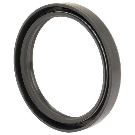 A close-up image of the Sparex Metric Rotary Shaft Seal, 85 x 105 x 13mm Double Lip (Part No. S.50462), featuring a black circular ring with a metal spring encased inside and a Double Lip design.