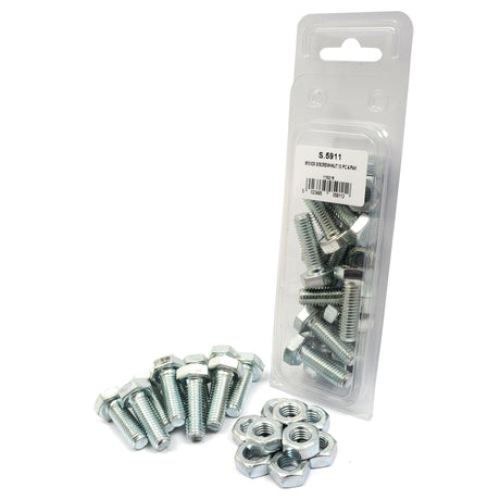 A set of Sparex Metric Setscrews, M10x30mm (DIN 933, DIN 934), with some lying on a surface and others in transparent plastic packaging labeled "S.5911.