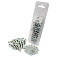 A pack of Sparex zinc plated metal bolts and nuts, featuring some Metric Setscrews M8x30mm (DIN 933, DIN 934) Tensile strength: 8.8 (Sparex Part No.S.5906), displayed outside of the packaging.