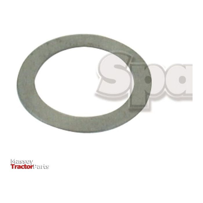 A circular metal washer with text in the background. The bottom left corner has "Sparex" written in red and black, highlighting a Metric Shim Washer with a 35mm ID and 45mm OD, compliant with DIN 988 standards (Sparex Part No. S.14664).