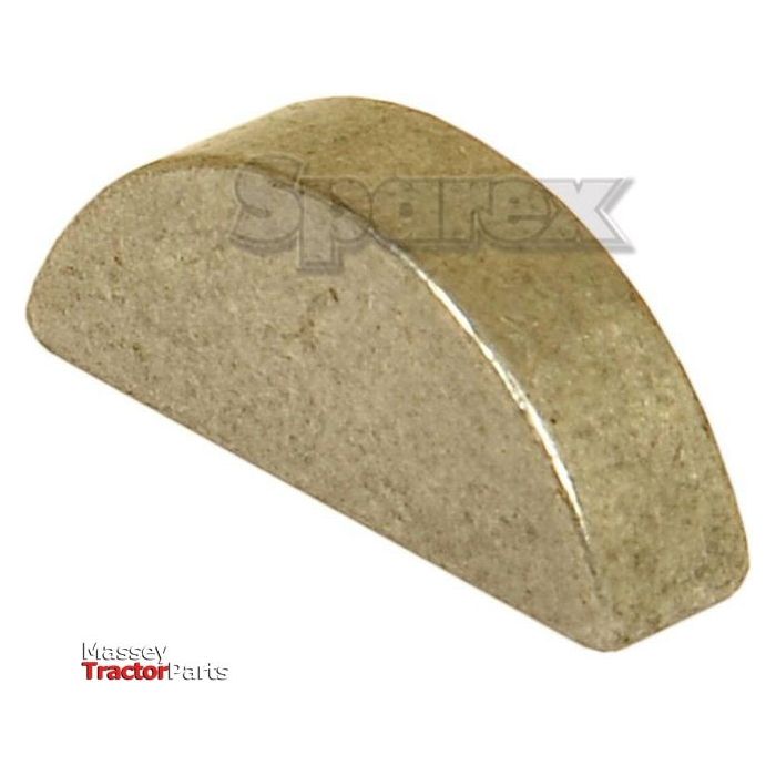 A metallic semi-cylindrical object with the text "Sparex" and "Massey Tractor Parts" in the background, likely fitting a Zetor model or adhering to DIN 6888 standards appears to be a Metric Woodruff Key 6 x 10mm (DIN Standard No.DIN 6888), Sparex Part No.S.11062 from the brand Sparex.