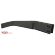 A black, curved metal bracket with a hinge, by Sparex and labeled "Massey Tractor Parts" in red and black text, featuring an LH Function for ease and named Mirror Arm, 600mm (S.67987).