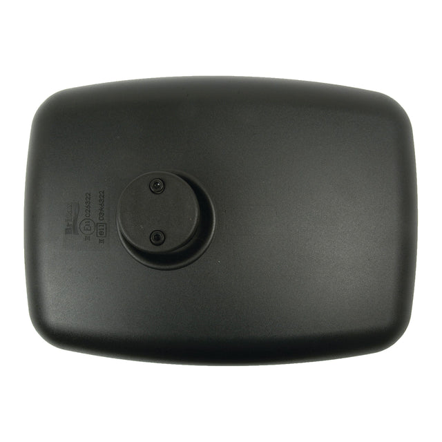 The product description could be rewritten as:
"A rectangular black plastic object with a round fitted fixture on one side, featuring small textual and logo details, reminiscent of designs found in Sparex's Mirror Head - Rectangular, Convex, 314 x 225mm, RH & LH - S.56846.