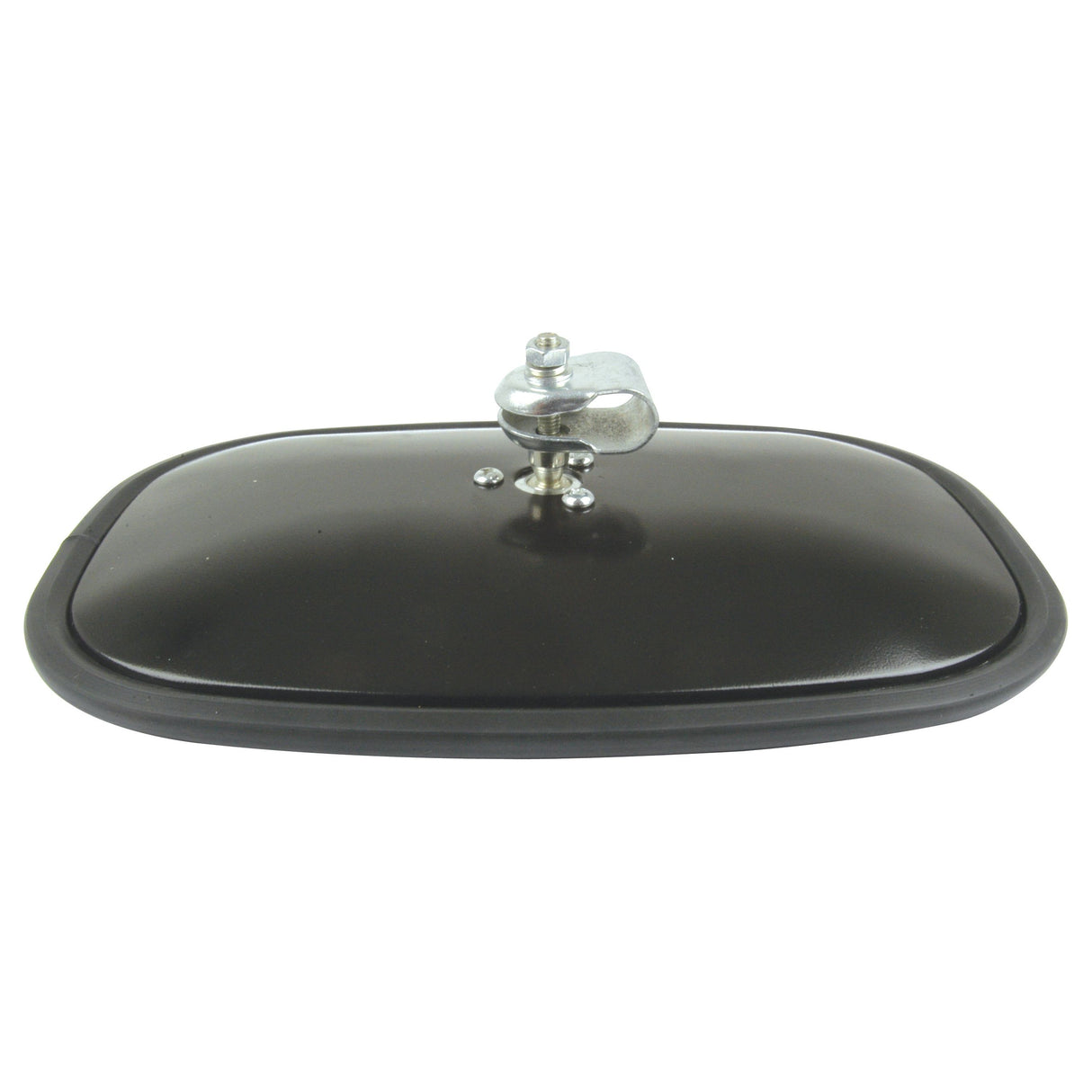 The Sparex Mirror Head - Rectangular, Flat, 250 x 170mm (S.6222) is a black side mirror with a metal mounting bracket and screw attachment on the back, specifically designed for automotive use and suitable for both right-hand and left-hand applications.