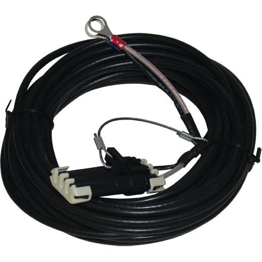The Sparex Moisture Tester BHT - 1 Cable (S.28705) features a coiled black cable with a metal loop connector on one end and a black-and-white plastic component attached to the other, making it suitable for various devices.