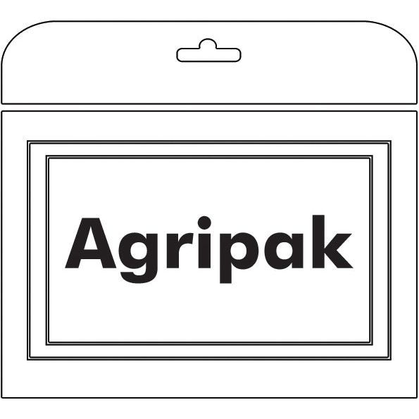 Illustration of a product packaging with a top hanging tab, featuring the word "Agripak" centered on the front. The M12 x 1.75x33mm size is clearly marked, indicating compatibility with Sparex components and suitability as a replacement for Kuhn mower blade retainers (8 pcs).
