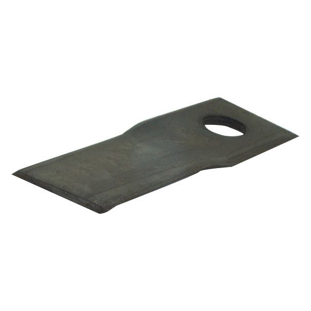 A close-up view of the Sparex Mower Blade, a twisted blade with a top edge that is sharp and parallel, measuring 115 x 47 x 4mm with a single Ø19mm hole near one end, designed as a replacement for the Claas DISCO machinery (Part No. S.78170).