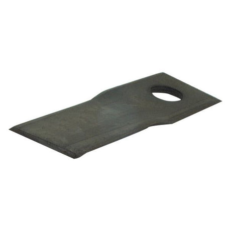 A close-up view of the Sparex Mower Blade, a twisted blade with a top edge that is sharp and parallel, measuring 115 x 47 x 4mm with a single Ø19mm hole near one end, designed as a replacement for the Claas DISCO machinery (Part No. S.78170).