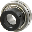 The NTN SNR Plummer Block Bearing Insert (CES207) - S.138394 by Sparex features a durable black inner cylindrical component and an efficient outer silver ring, making it ideal for mechanical or industrial applications. Manufacturer information highlights its high durability and efficiency.