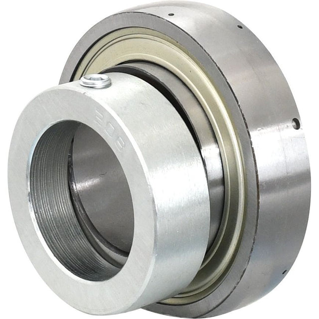 A close-up image of a metallic bearing assembly, featuring a cylindrical housing with a threaded opening and etched with the number "208" on one component. This precision-engineered part is an NTN SNR Plummer Block Bearing Insert (ES208) - S.155515 from Sparex.