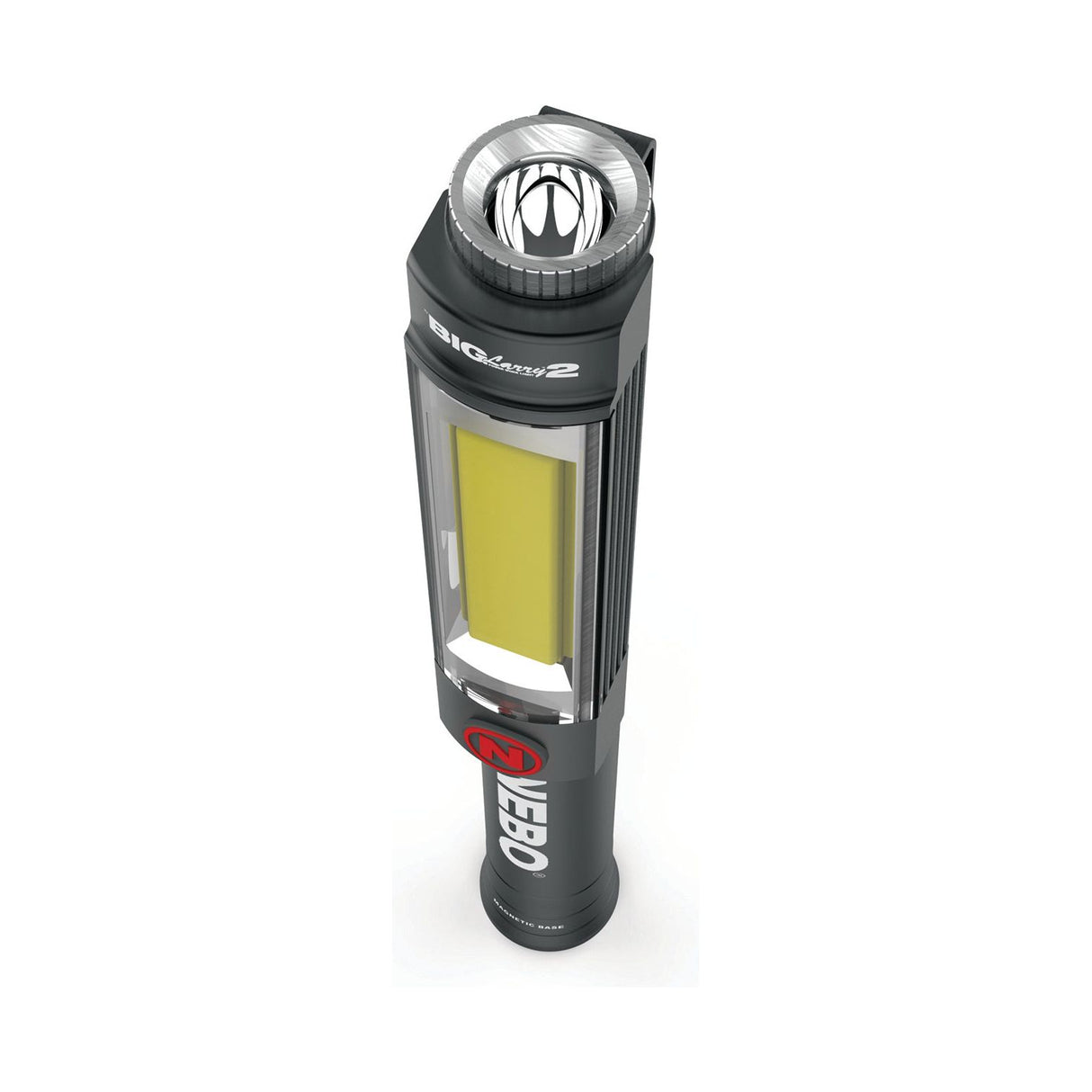 Flashlight on a white background, labeled "Sparex" and "BIG Larry 2," featuring a bright LED panel and cylindrical body. This Nebo BIG LARRY 2 LED Light - S.162676 work light also includes a magnetic base for hands-free operation.