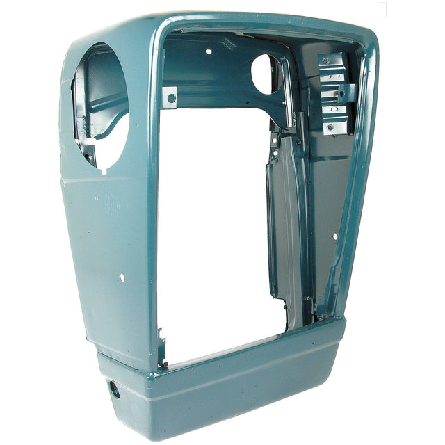 The Sparex Nose Cone (Sparex Part No. S.61627) is a blue metal tractor hood frame, delivered primed, with open spaces for components and viewed from a front angle—a perfect fit for Ford / New Holland models.