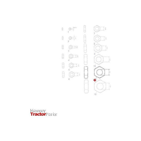 Nut 1 UNF - 355646X1 | OEM |  parts | Nuts-Massey Ferguson-Bolts,Bolts & Set Screws,Farming Parts,Metric,Nuts,Screws & Fasteners,Threaded Bar,Towing & Fasteners,Tractor Parts,UNC,UNF