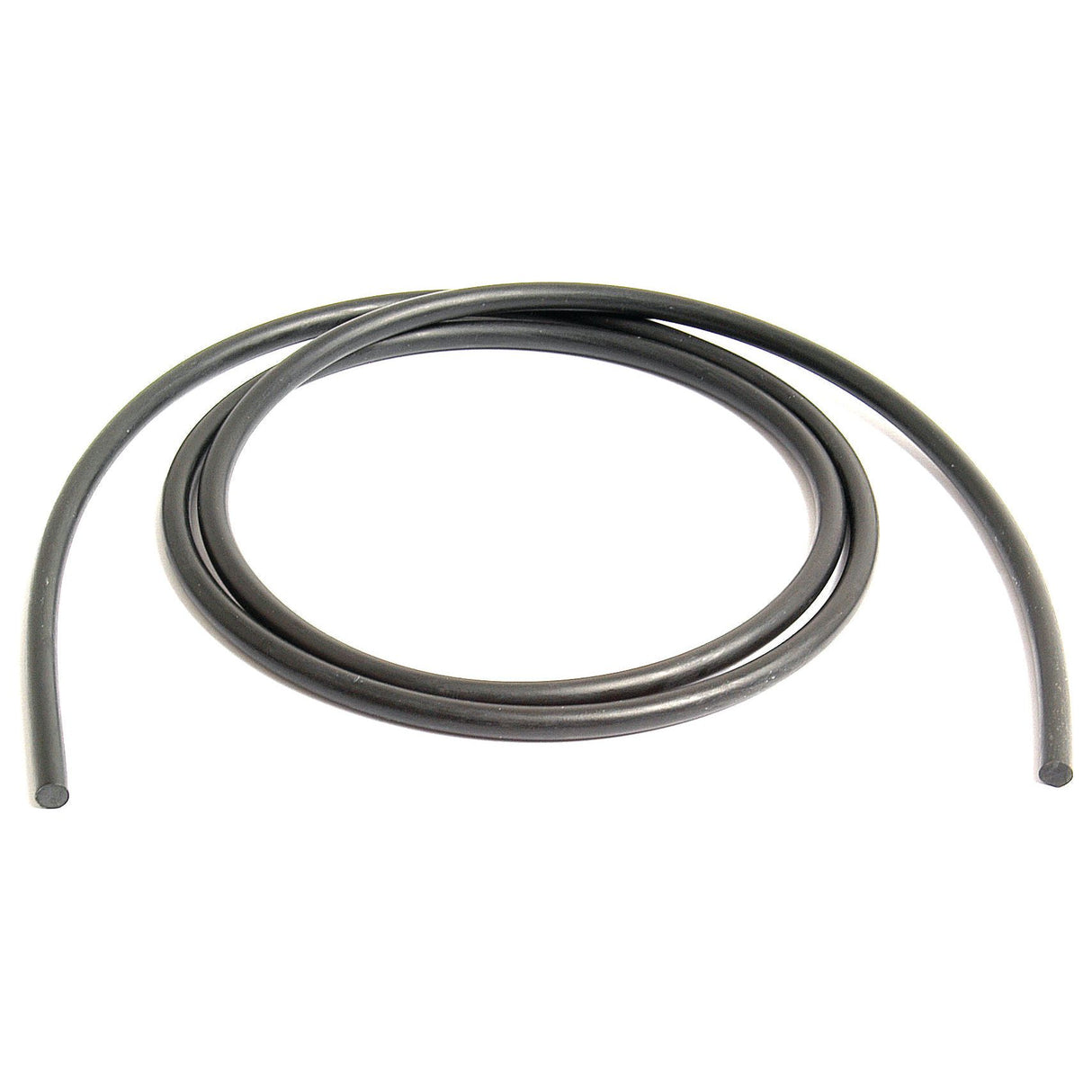 A coiled, black rubber hose forms a circular shape reminiscent of the **Sparex O Ring Cord 5mm x 1m (Part No.S.11420)**, with the two ends extending slightly outward.