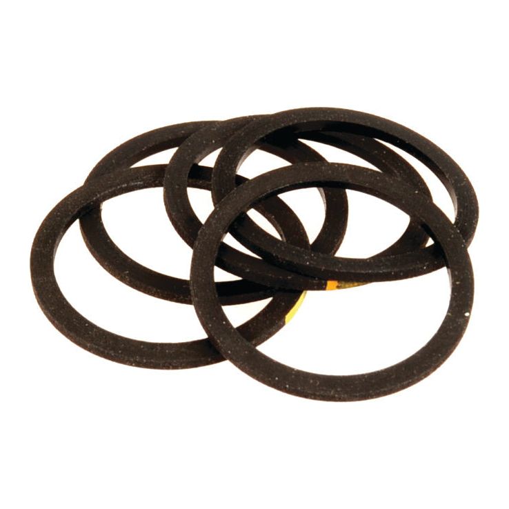 Five black rubber O-rings from the Sparex O' Ring Pack (18.11 x 21.94 x 1.03mm, Part No.S.106860) are arranged in an overlapping pattern against a plain white background, resembling those found in a John Deere gasket.