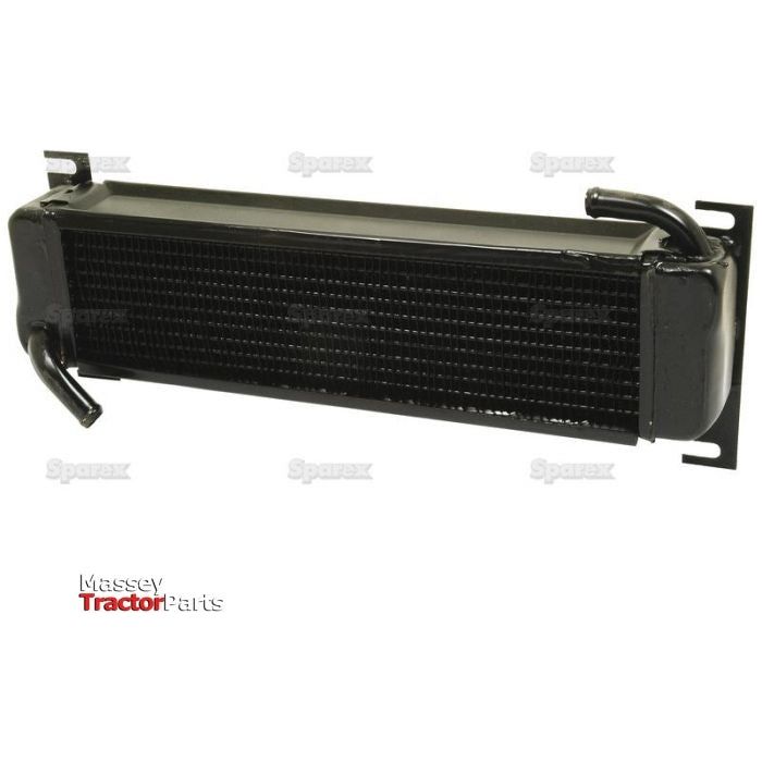 An automotive radiator with two hose connections and mounting brackets displayed against a white background, labeled "Sparex" with the product name "Oil Cooler | Sparex Part No.S.315010.