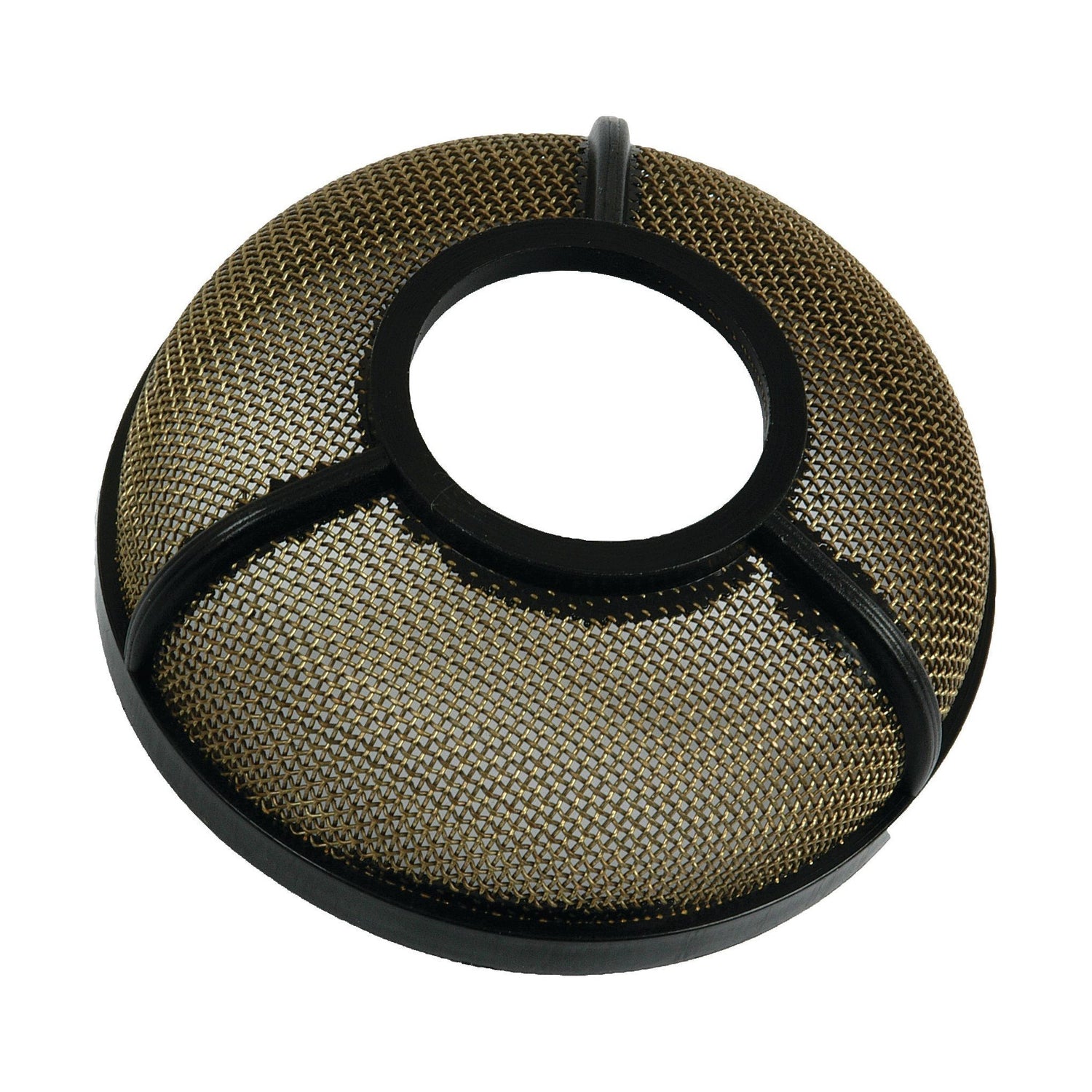 A dome-shaped mesh strainer with a circular central opening and black plastic supports, designed with the precision of a Sparex Oil Filter - Element (Part No. S.68563).