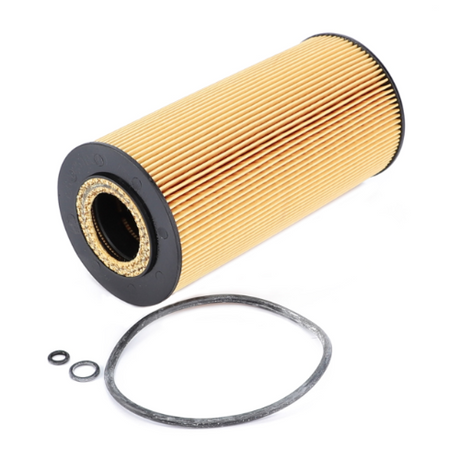 The AGCO Fendt Oil Filter (F926202510010) is a cylindrical genuine engine oil filter cartridge featuring pleated paper material and black end caps. It comes with three sealing rings of varying sizes, specifically designed for certain Fendt models to ensure prolonged service life.