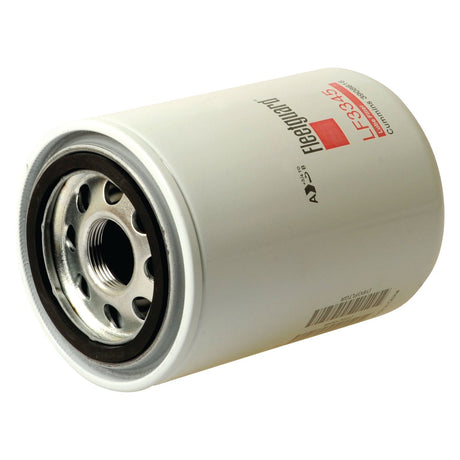 A white cylindrical Sparex oil filter, model LF3345 (Sparex Part No. S.76281), with metallic threading on one end for attachment, resting horizontally.