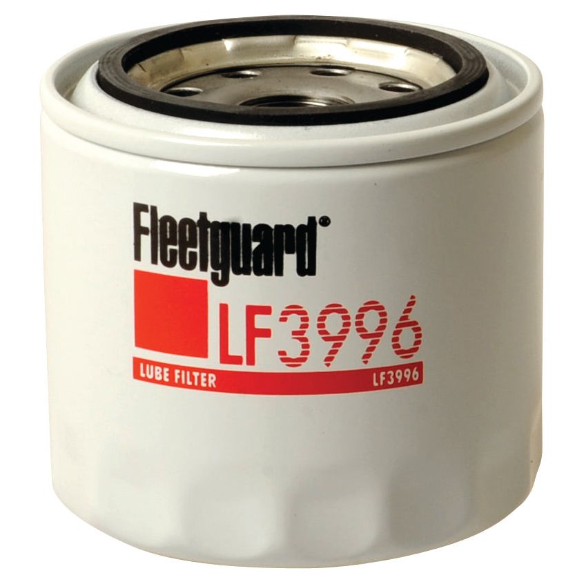The Sparex Oil Filter - Spin On - LF3996 (Sparex Part No.S.76420) features a white cylindrical body with red text and has a thread size of M20 x 1.50.