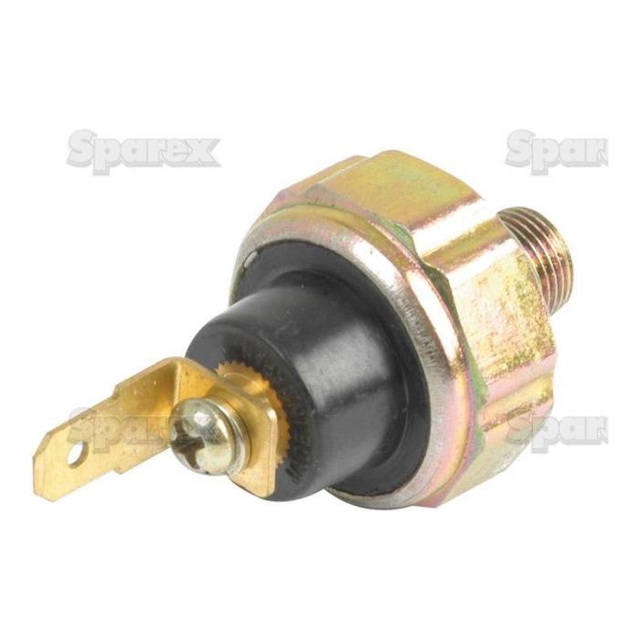 Close-up of a metallic Sparex Oil Pressure Switch (Part No. S.22445) with threaded end and electrical connector, photographed against a white background.