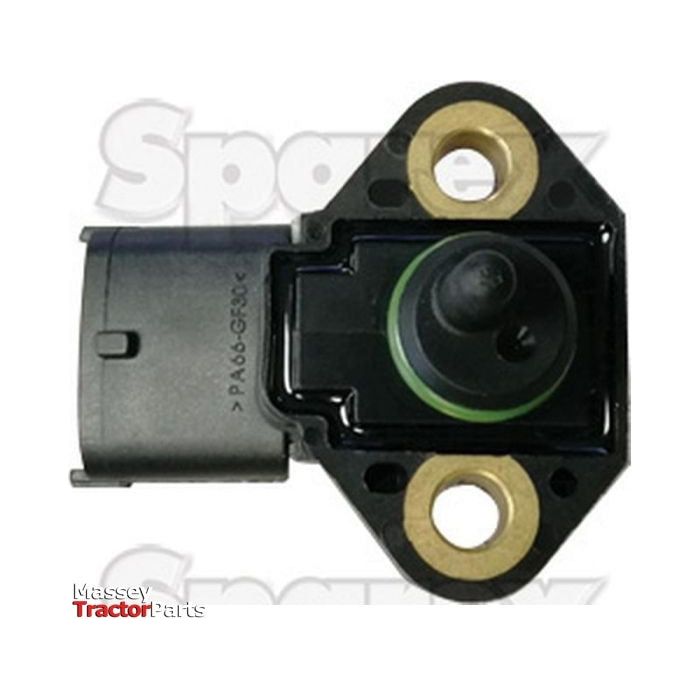 Close-up of a black and gold Oil Pressure Switch (Sparex Part No. S.151226) with three mounting holes, part of the Sparex brand. The background has faint text "Spar" visible. This component is compatible with International Harvester models.