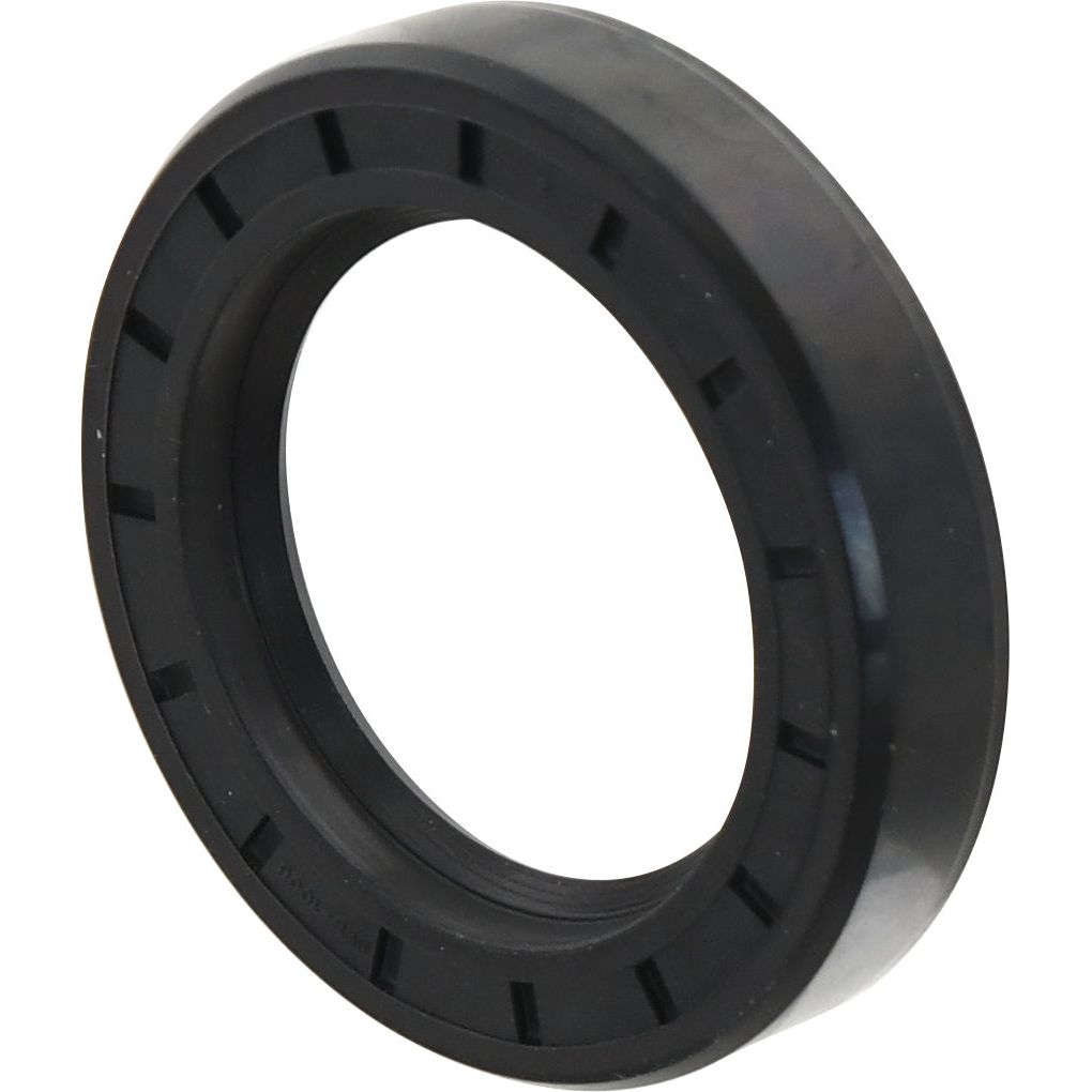 The Sparex Oil Seal 1 7/8 x 2 7/8 x 19/32, Part No. S.57673, is a black rubber ring with grooves on its outer surface, designed primarily for use as a front crankshaft seal in International Harvester and Case IH equipment.