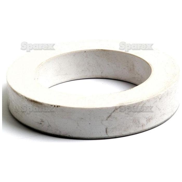 A white, circular metal ring with a flat side placed on a white surface. The Sparex Oil Seal (50 x 75 x 14mm, Part No. S.57739) has some visible dirt marks and shadows cast by its shape, suggesting it might be used for Case IH machinery.