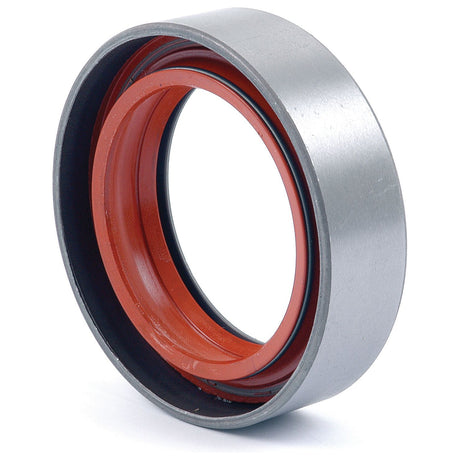 Close-up of a Sparex Oil Seal, model S.40918, featuring metal and rubber construction with both an inner and outer ring, used in mechanical engineering for sealing and shielding components; dimensions 60.94 x 85.81 x 23.82mm.