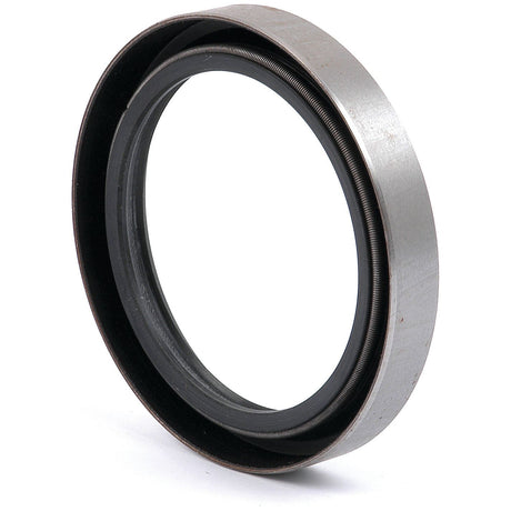 A close-up of the Sparex Oil Seal, 35 x 58 x 17mm (Sparex Part No.S.69981), featuring a metal outer ring and black inner ring, commonly used for preventing leakage in machines such as the Seal Timing Cover in Fendt and Deutz-Fahr engines.