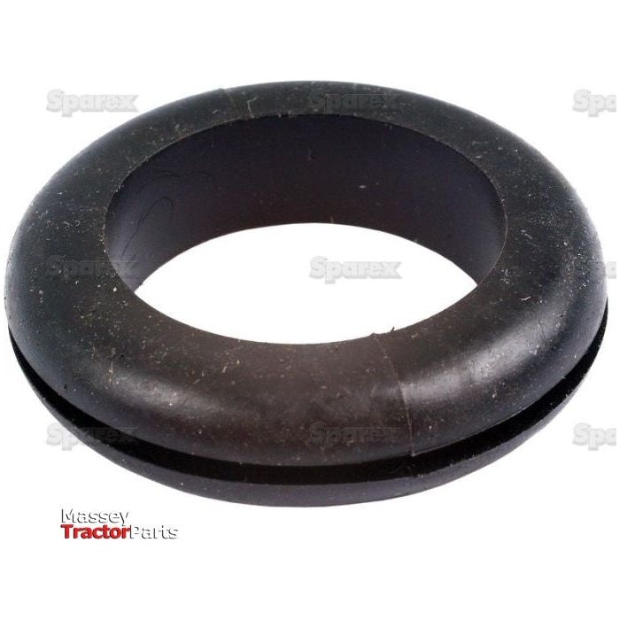 Introducing the Sparex Open Grommet Ø1'' x 1/16'' Groove (Part No. S.11340) – a black, rubber, cylindrical-shaped grommet with a circumferential groove designed for reliable performance and durability.