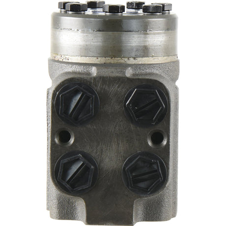 A metallic Orbital Steering Unit from Sparex, model S.56851, with 4WD 125cc, features four black hexagonal UNF threaded bolts and additional bolts on the top surface.