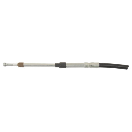 Image of a PTO Cable by Sparex, with a length of 1357mm and an outer cable length of 1128mm, featuring a metal rod and cylindrical connectors at both ends, encased in a protective sheath; suitable for models like the Fendt FARMER 311. | Sparex Part No. S.103240