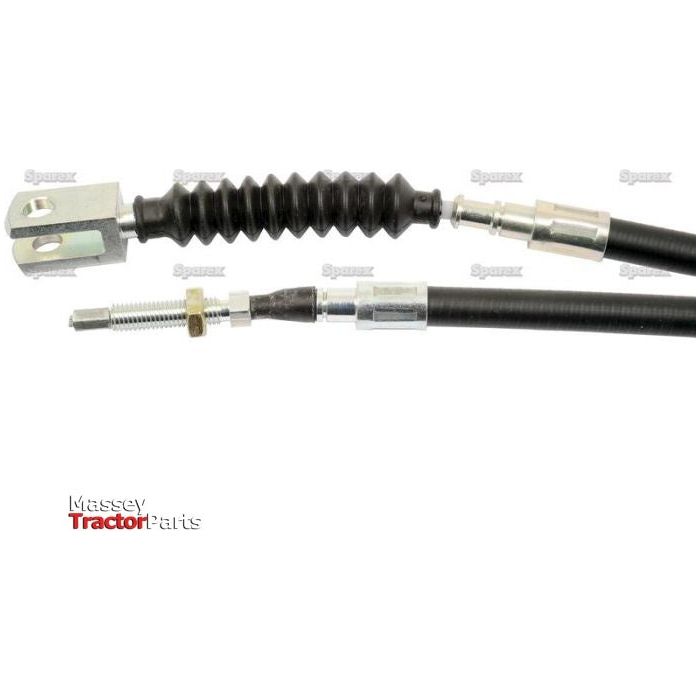 A PTO Clutch Cable assembly for a tractor, measuring 660mm in length with an outer cable length of 427mm, featuring a flexible black rubber segment and metal connectors at both ends. The Sparex logo from Massey Tractor Parts is visible in the lower left corner. This product is identified by Sparex Part No. S.103220.