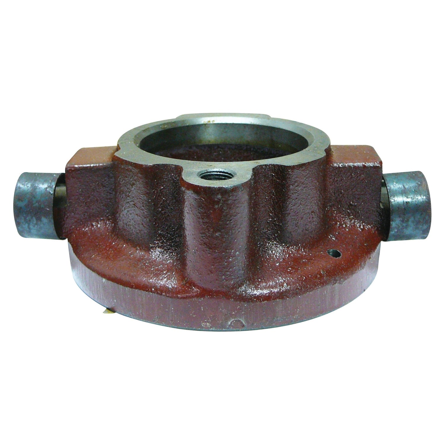 A red, circular metal component with two cylindrical extensions on either side, commonly referred to as the Sparex Clutch Release Bearing - S.61946.