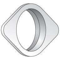 A 3D rendering of a hollow, rounded, diamond-shaped object with a central circular hole, reminiscent of the precise engineering found in the PTO Freewheel Thrust Plate (Sparex Part No. S.6186) by Sparex.