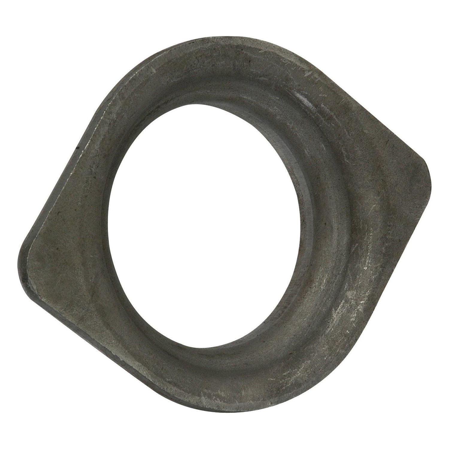 Close-up of a metal ring-shaped object, identified as the PTO Freewheel Thrust Plate (Sparex Part No. S.6186), with a flat edge on one side and a uniform gray surface.