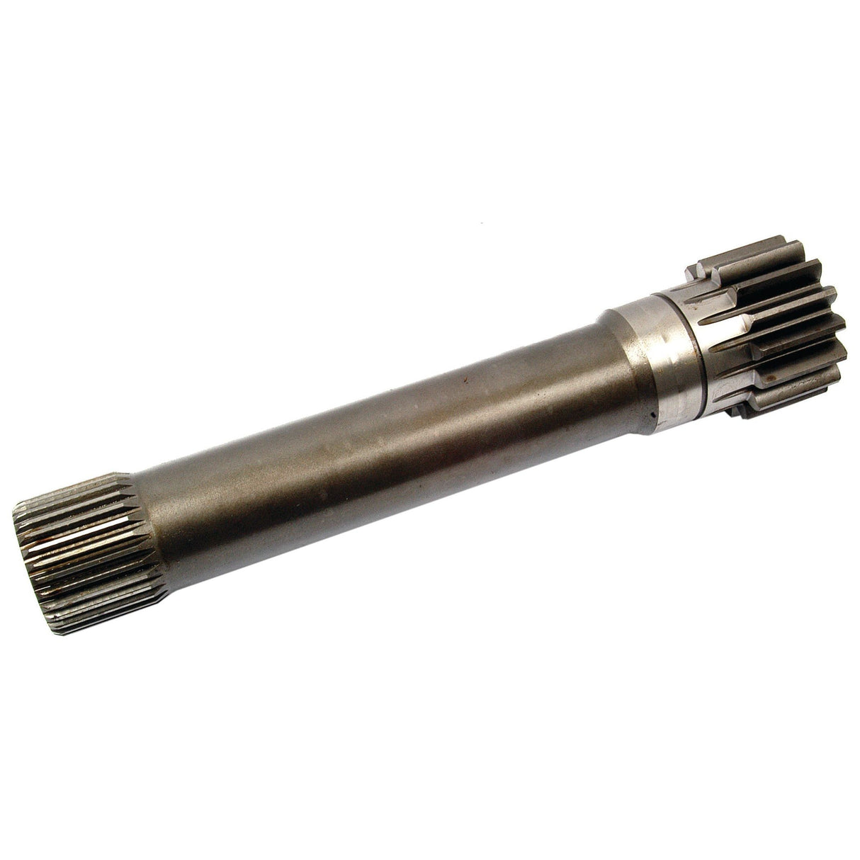 Introducing the Sparex PTO Input Shaft - S.65349, a steel cylindrical gear shaft with 15 teeth on both ends, expertly designed for use in mechanical systems for power transmission.