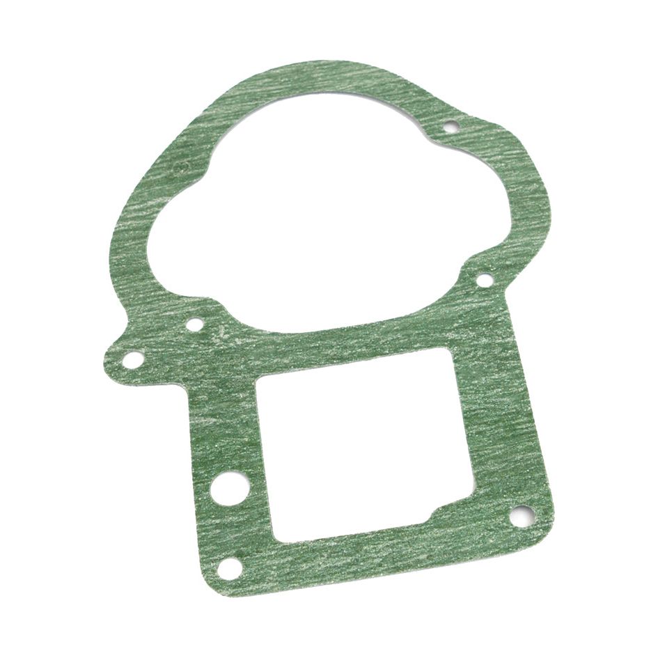 The Sparex PTO Lever Cover Gasket (Part No. S.58919) is a green gasket made from cellulosic fibre board, featuring multiple holes and a rectangular section at the bottom, designed for use in Allis Chalmers PTO lever cover applications.