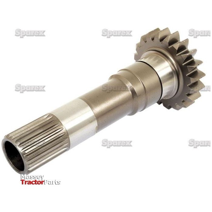 A metal PTO shaft with splines and gears, labeled "PTO Shaft - S.43895" under the brand name "Sparex" is visible.