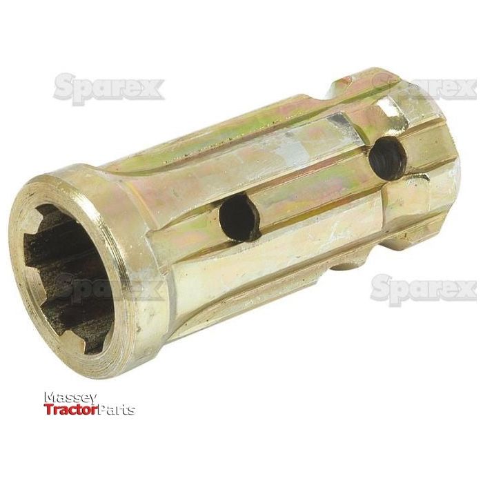 A metallic replacement part with a hollow cylindrical shape, featuring multiple grooves and two holes. The words "Sparex" are visible in the background, indicating it's a PTO Sleeve Increaser - Female spline 1 1/8'' - 6 x Male spline 1 3/8'' - 6 with - S.253.