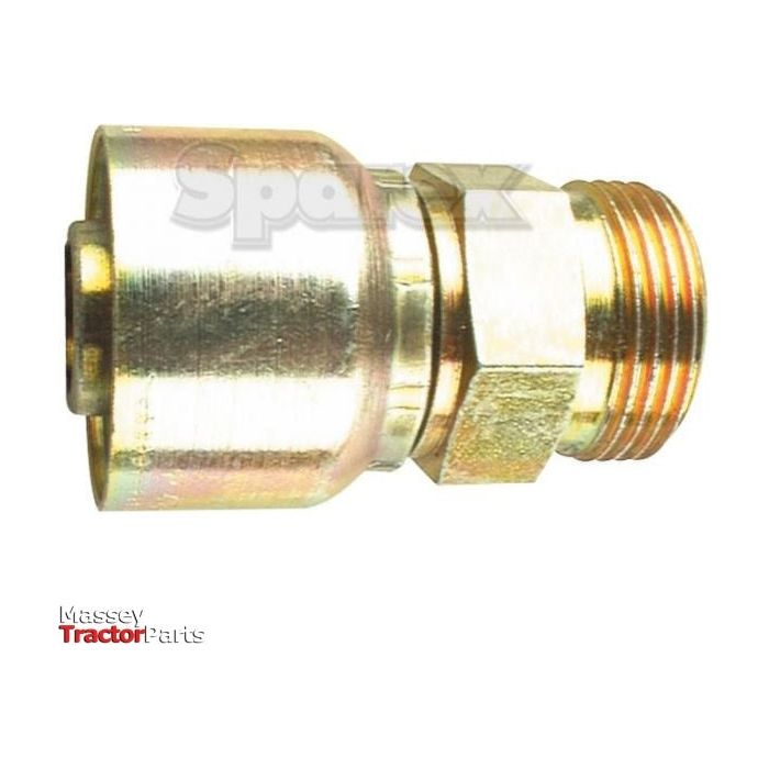 Displayed is a Parker Metric Hose Insert 1/2'' x M22 x 1.50 Male Straight Light Series - S.3312208, made of brass with a threaded end and cylindrical shape, suitable for various models. The Sparex logo is in the bottom left corner.