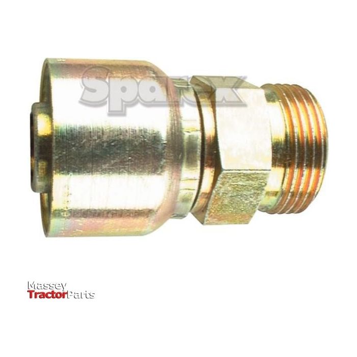 A metallic Parker Metric Hose Insert 3/8'' x M22 x 1.50 Male Straight Light Series - S.3312206 with threaded ends is shown against a white background. The text "Sparex" is visible near the top, along with "Massey Tractor Parts" at the bottom left. For more information on this suitable part for manufacturing needs, visit our website.