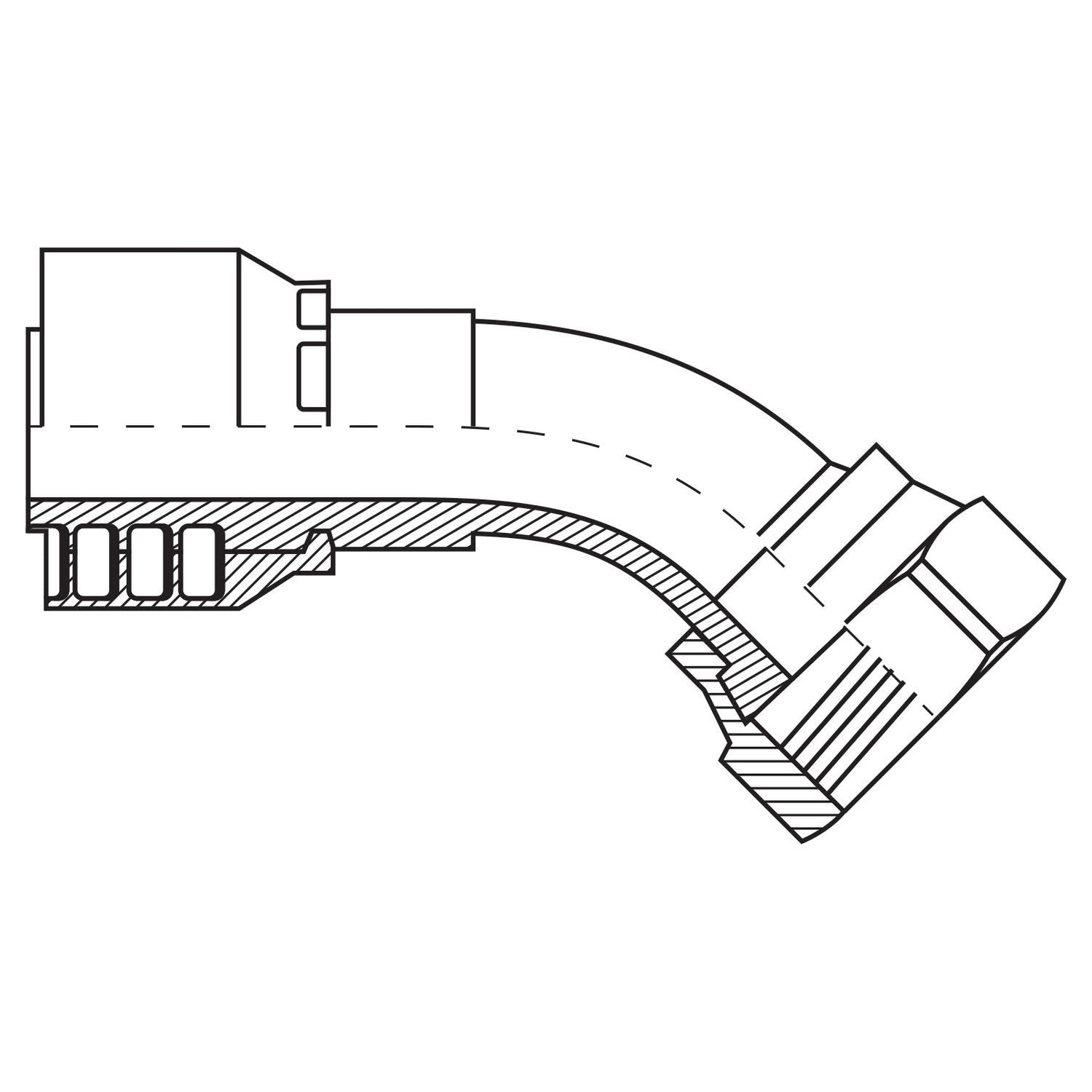 Parker Metric  Hose Insert 3/8'' x M18 x 1.50 (10S) Female 135° Swept Swivel Heavy Series - S.3441806 - Farming Parts