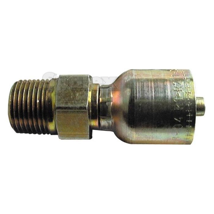 The Sparex Parker NPTF Hose Insert, model S.3510605, is a brass hydraulic fitting with a 5/16'' x 3/8'' x 18 male straight pipe and a compression nut, specifically designed for connecting hydraulic lines in Series 48 applications.
