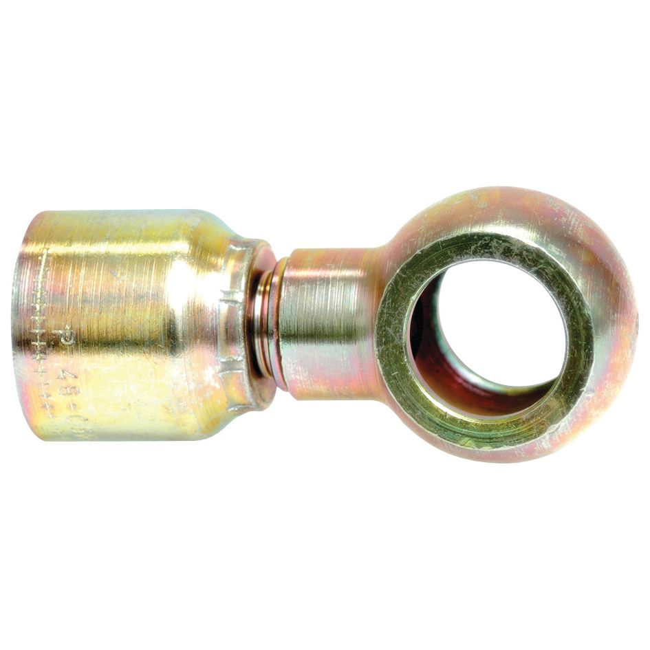 The Parker BSP Banjo Hose Insert 1/4'' x 14mm - S.3751404 from Sparex is a metal fitting with a hollow circular head and threaded end, commonly used in hydraulic systems and often found in Parker hose assemblies.