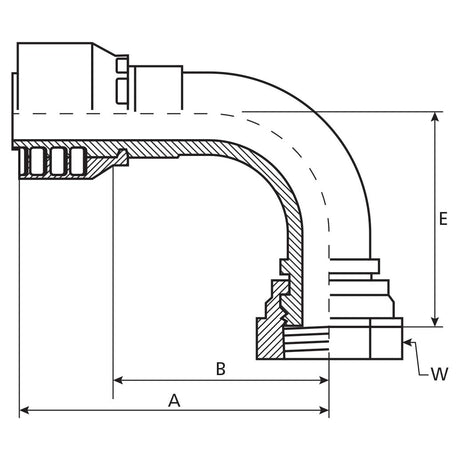 Parker BSP  Hose Insert 1/2'' x 1/2'' x 14'' Female 90Â° Swept Swivel - S.7130808 - Massey Tractor Parts