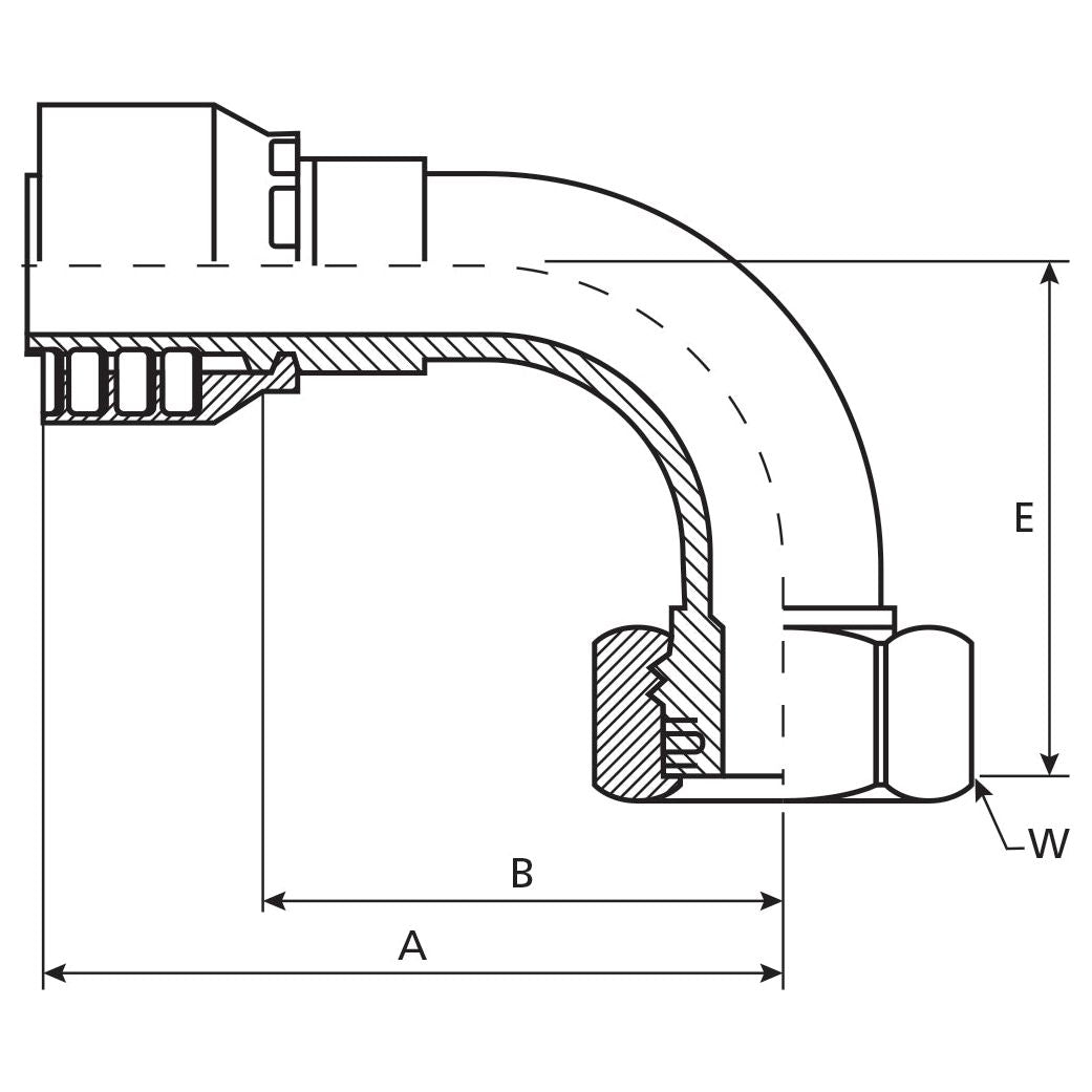 Parker Metric  Hose Insert 3/8'' x M22 x 1.50  Female 90° Swept Swivel Light Series - S.3332206 - Farming Parts